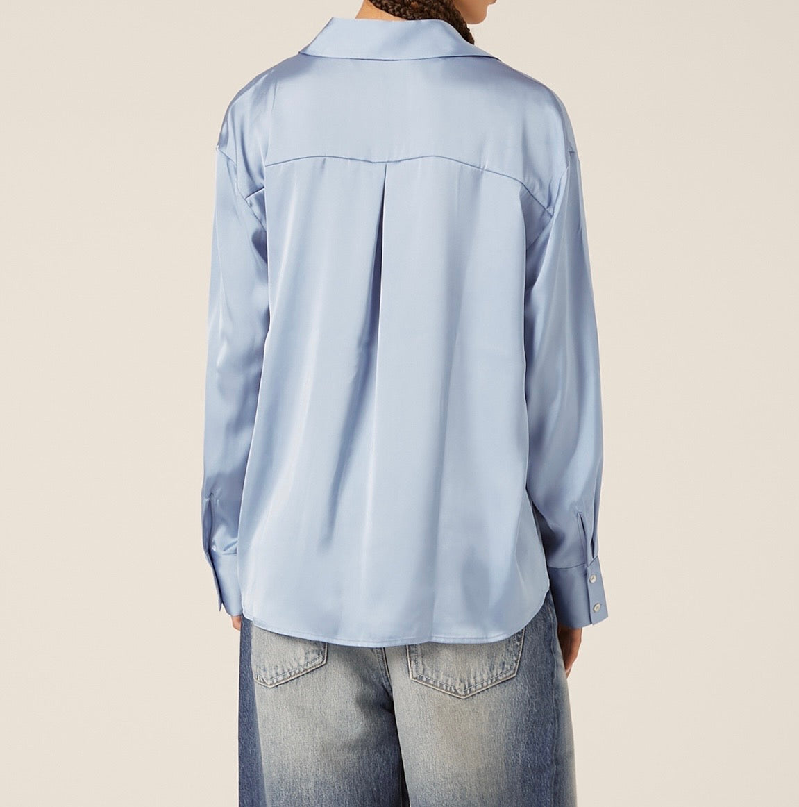 Camicia in satin in tinta unita