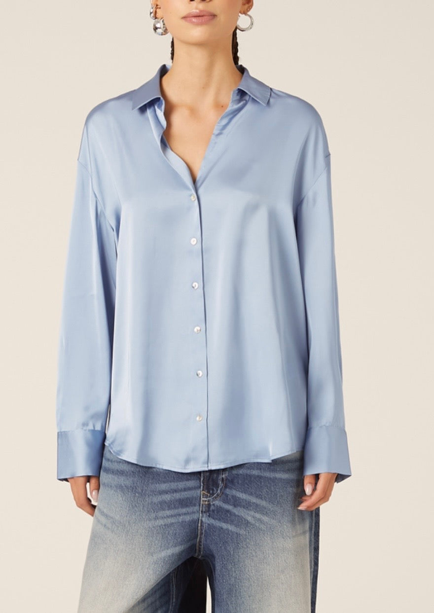 Camicia in satin in tinta unita