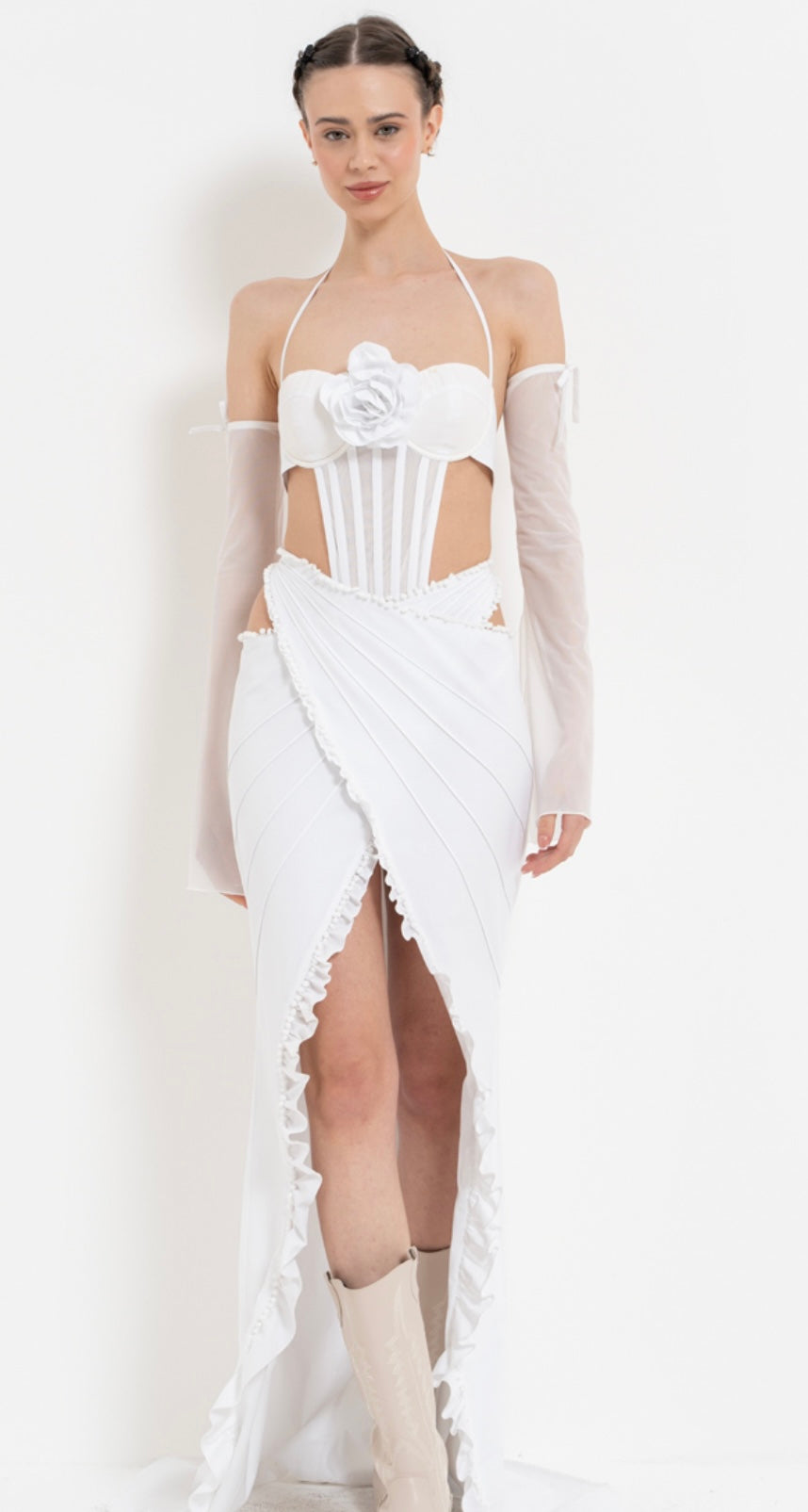 COMPLETO BIANCO "MERLETTO & PERLE "